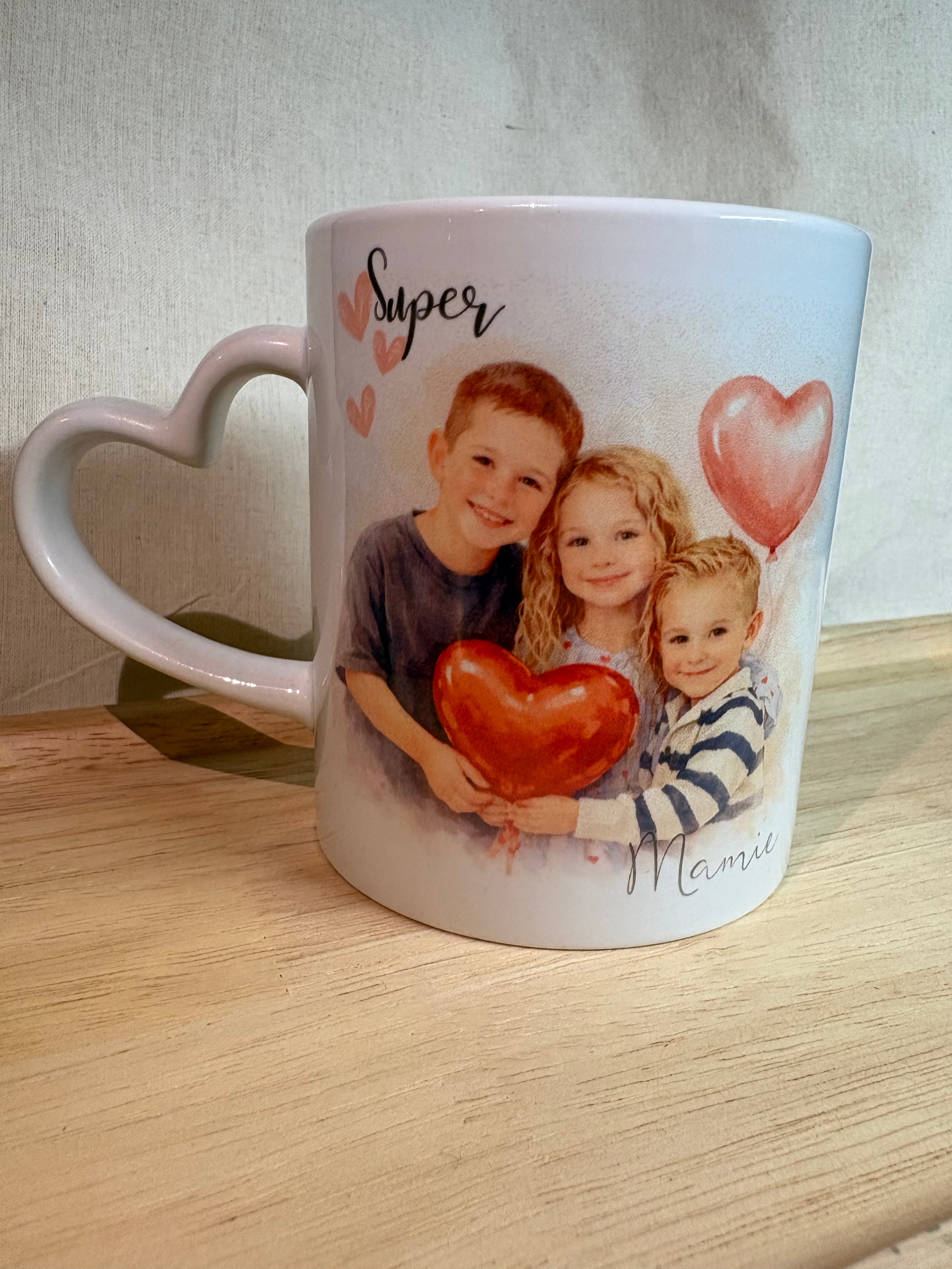 Tasse personnalisée – Anse cœur