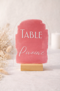 Panneau de table personnalisé arrondi | 14 x 10 cm – Numéro ou nom de table