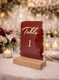 Panneau de table double paroi personnalisé | 15 x 10 cm – Support élégant avec socle en bois