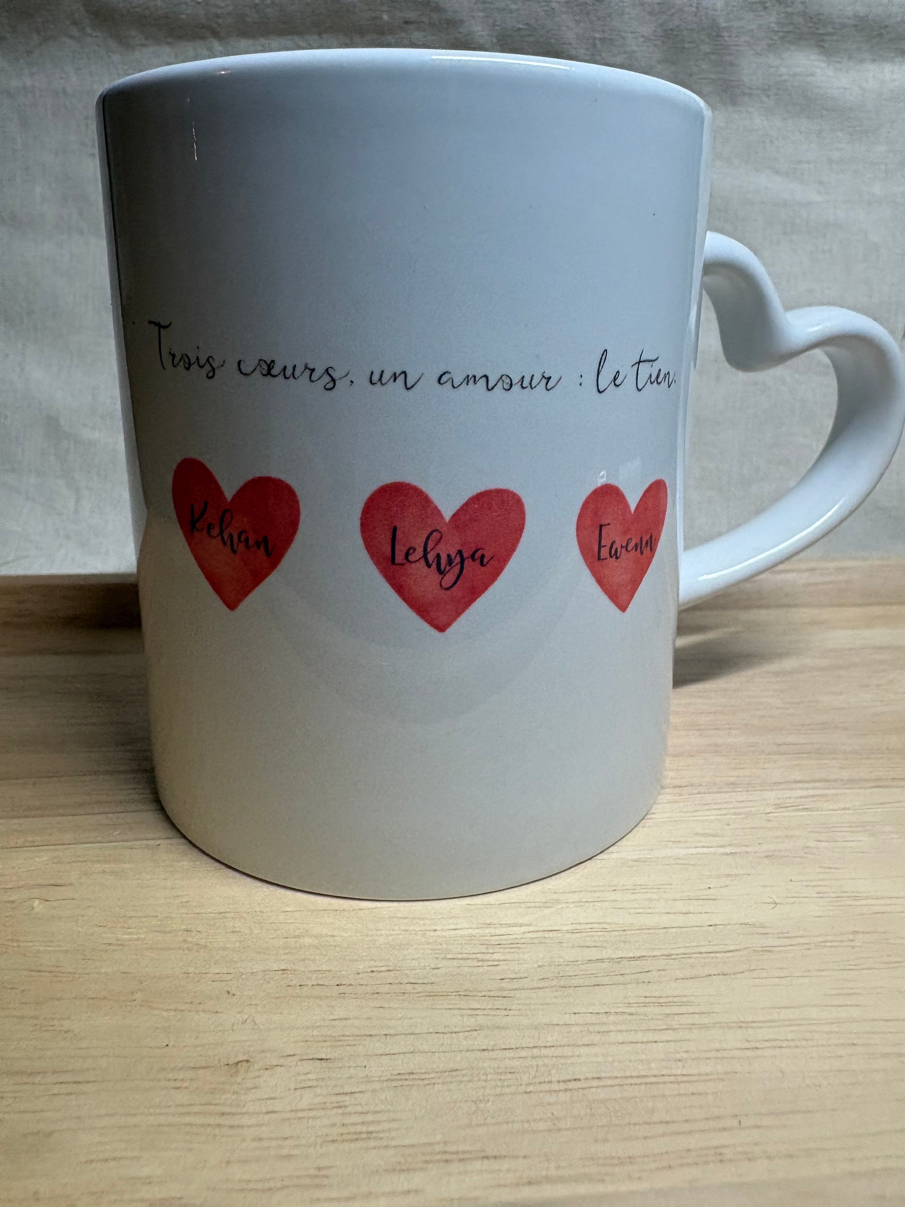 Tasse personnalisée – Anse cœur
