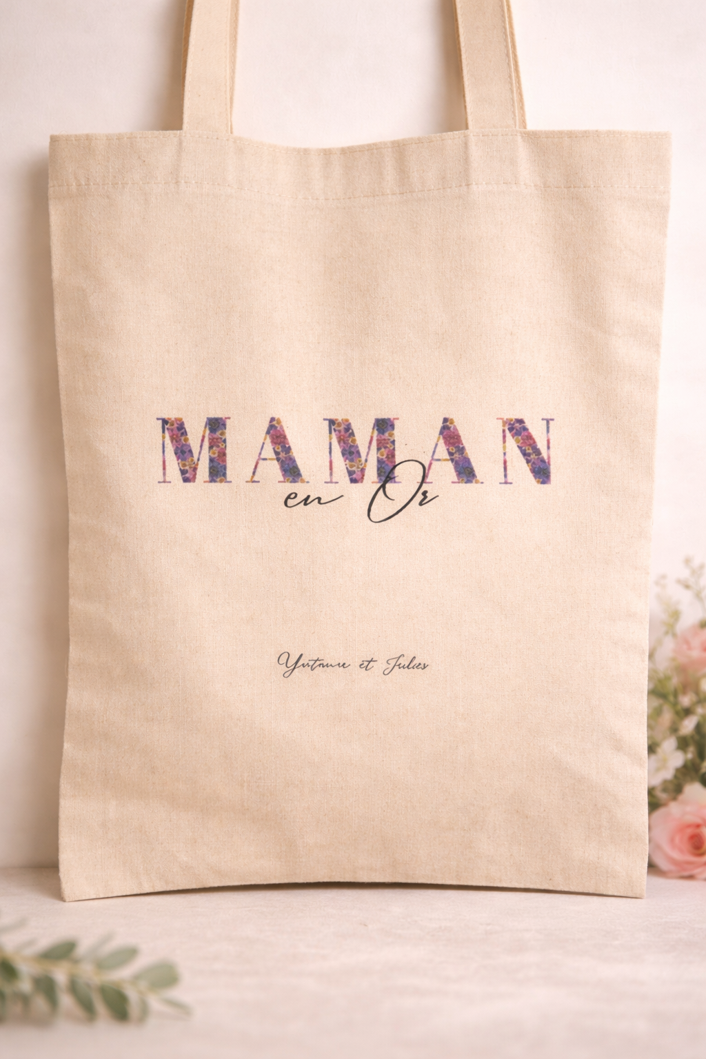 💖 Tote bag personnalisé “Maman en Or” – Cadeau Fête des mères 💐  Un cadeau utile, élégant et rempli d’amour ❤️