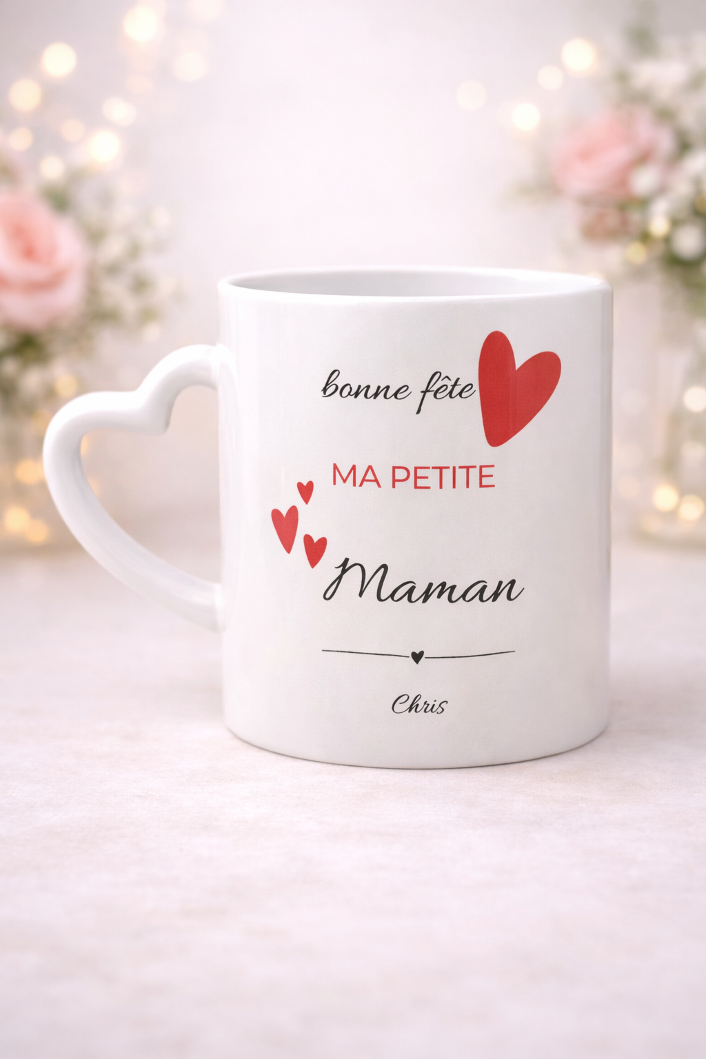 💖 Mug personnalisé Fête des mères – Anse cœur ☕  Un cadeau unique pour une maman exceptionnelle ❤️