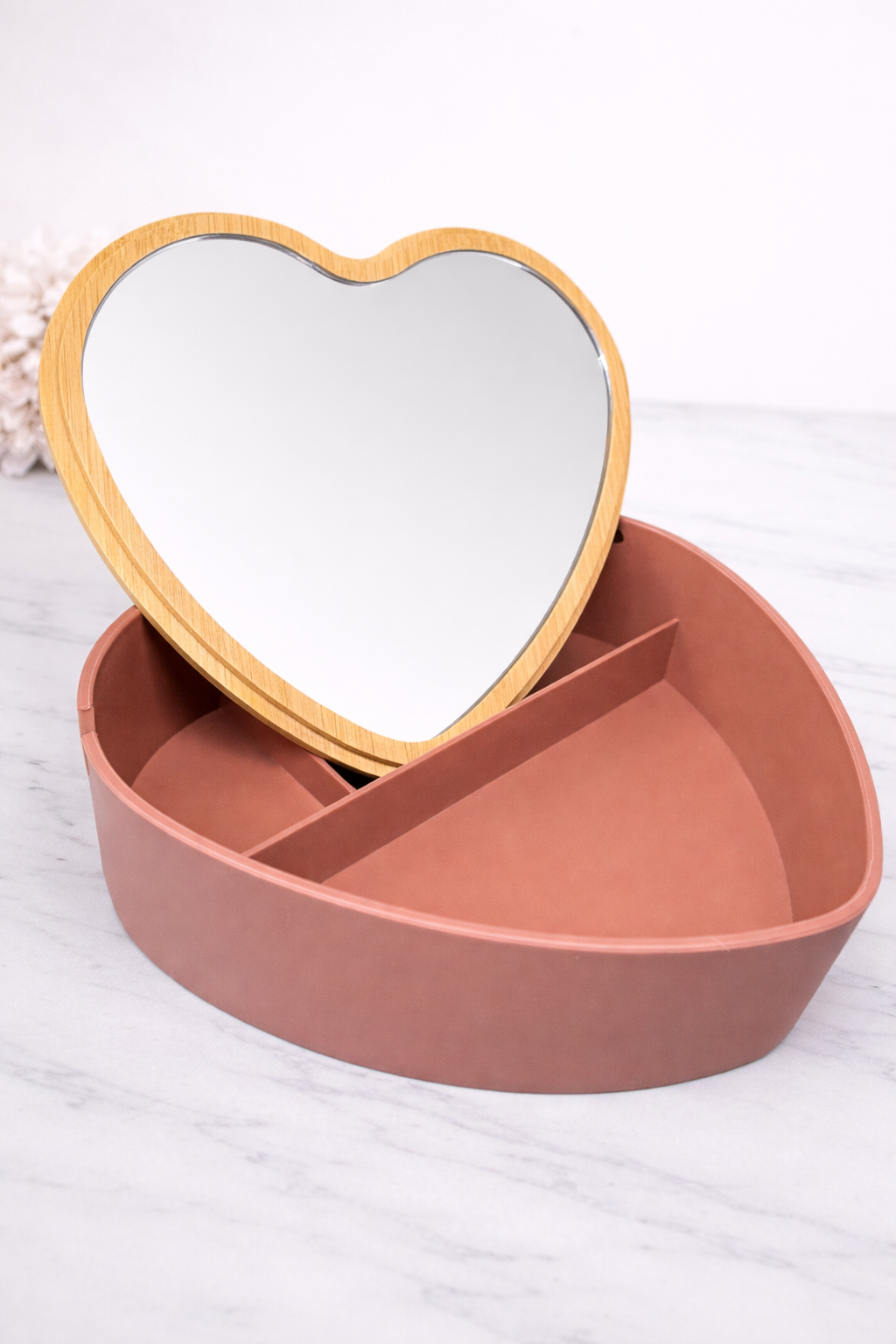 Organisateur maquillage personnalisé avec miroir en bambou 🌿 – Cadeau pratique et unique