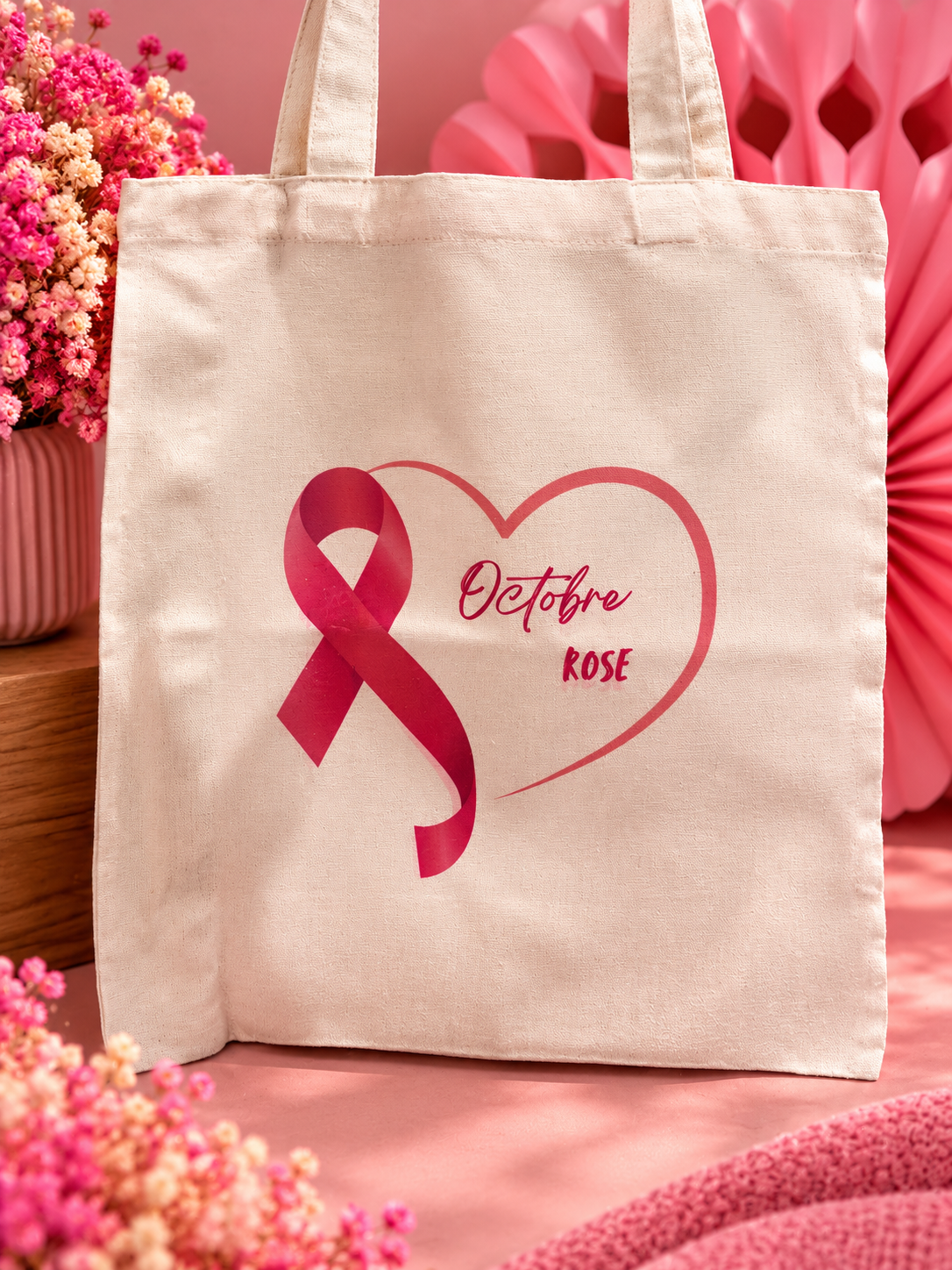 🎀 Tote Bag Octobre Rose – Un sac solidaire et plein d'espoir